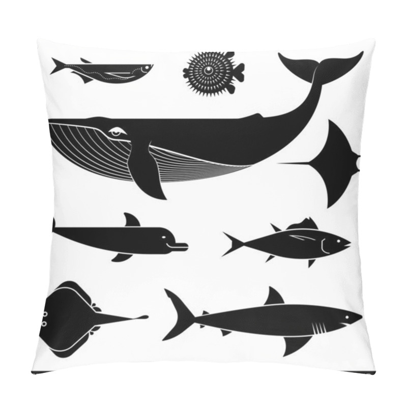 Personality  Set of geometrically stylized sea animal icons pillow covers