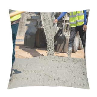 Personality  Construction Worker Pouring Concrete At Construction Site Pillow Covers