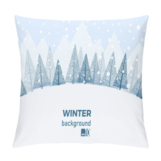 Personality  Winter Snow Landscape Background With Fir Trees. Illustration Fo Pillow Covers