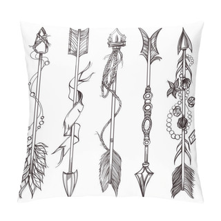 Personality  Set Of Arrows. Decorative Design Element In Boho Style. Outline Vector Illustration Isolated On White Background. Pillow Covers