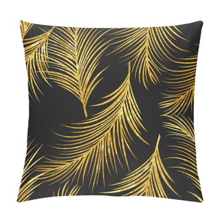 Personality  Art Deco Golden Palm Leaves Seamless Pattern Pillow Covers