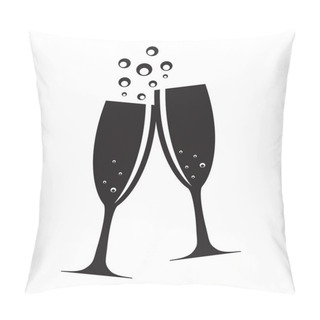 Personality  Two Glasses Of Champagne Silhouette Vector Illustration Pillow Covers