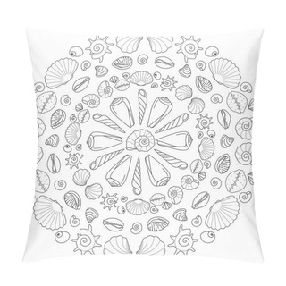 Personality  Shell Mandala Black And White Vector Illustration Pillow Covers