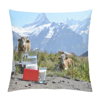 Personality  Swiss Chocolate And Jug Of Milk On The Alpine Meadow Pillow Covers