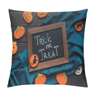 Personality  Halloween Composition With Chalboard And Cookies Pillow Covers