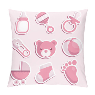 Personality  Pink Baby Shower Icons Pillow Covers