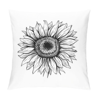 Personality  Sunflower Black Blooming Hand Drawn Illustration Pillow Covers