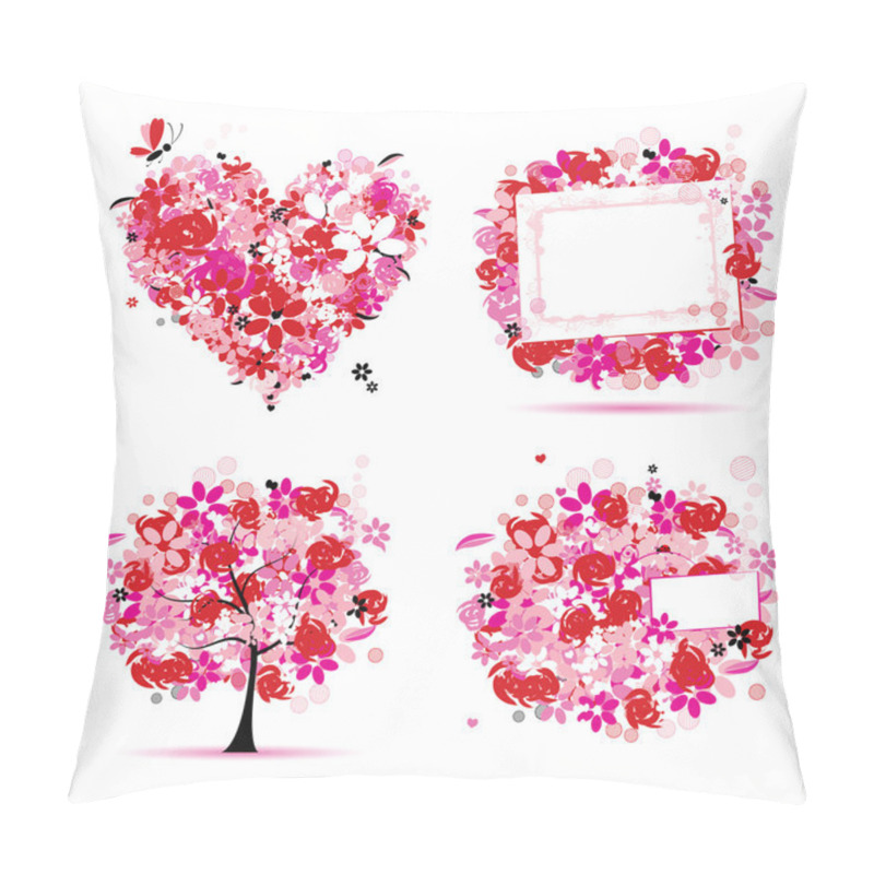 Personality  Summer style pink - tree, frame, bouquet, heart for your design pillow covers