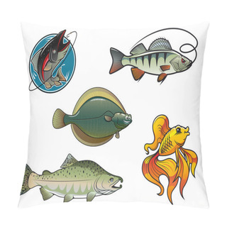 Personality  Salmon, Flounder, Perch And Goldfish Pillow Covers