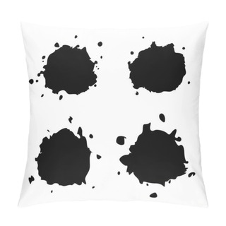 Personality  Set Black Blob Isolated On White. Ink Splash. Brushes Droplets. Digitally Generated Image. Illustration, EPS 10. Pillow Covers
