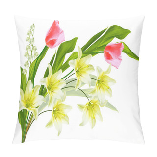 Personality  Lilies. Lily Of The Valley Flower On White Background. Nature Pillow Covers