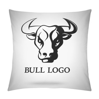 Personality  Vector Logo, Emblem, Label Template With Black And White Bull Head Pillow Covers
