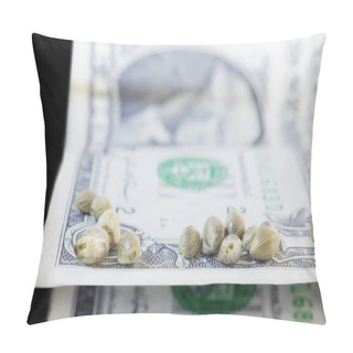 Personality  One Dollar Banknotes And Hemp Seeds  Pillow Covers