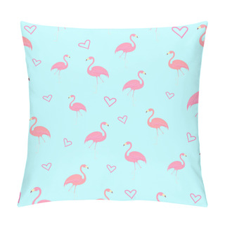 Personality  Seamless Pattern Flamingo Bird With Heart Vector Pillow Covers