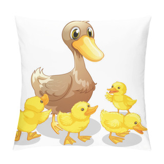 Personality  The Brown Duck And Her Four Yellow Ducklings Pillow Covers