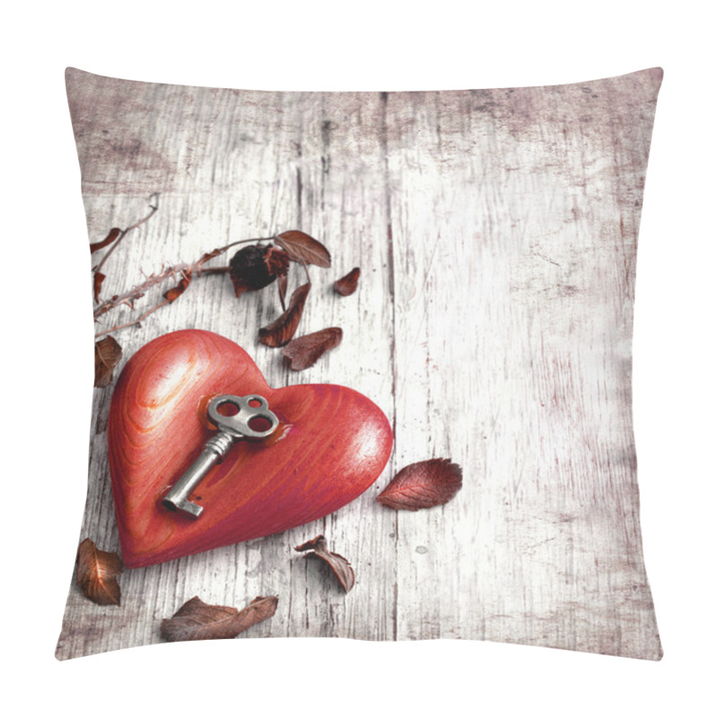 Personality  Key With The Heart As A Symbol Of Love Pillow Covers