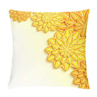 Personality  Modern Background With Yellow, Orange 3d Paper Flowers Pillow Covers