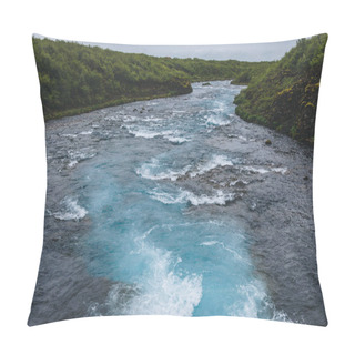 Personality  Aerial View Of Bruara River Flowing Through Highlands In Iceland Pillow Covers