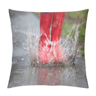 Personality  Rubber Boots Are Jumping Into A Big Puddle With Splash Pillow Covers
