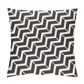 Personality  Seamless Vector Pattern. Abstract Geometric Lattice Background. Rhythmic Zigzag Structure. Monochrome Texture With Chevron Lines. Pillow Covers