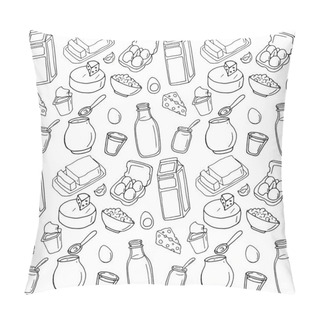 Personality  Seamless Pattern. Vector Dairy Products Pillow Covers