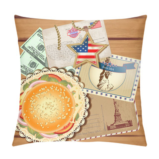 Personality  Vector Set Of Travel To America Pillow Covers