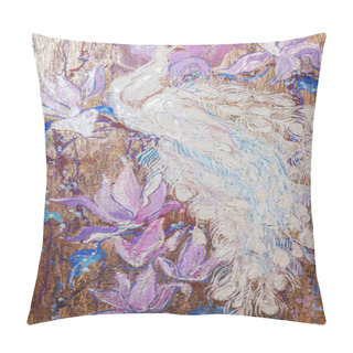 Personality  Oil Painting Fragment With Peacock Bird Pillow Covers
