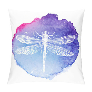 Personality  Hand Drawn Dragonfly On Watercolor Background Pillow Covers