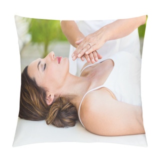 Personality  Calm Woman Receiving Reiki Treatment Pillow Covers