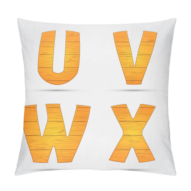 Personality  Wooden vector font. U, V, W, X pillow covers