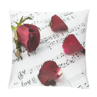 Personality  Red Rose And Sheet Music. Pillow Covers