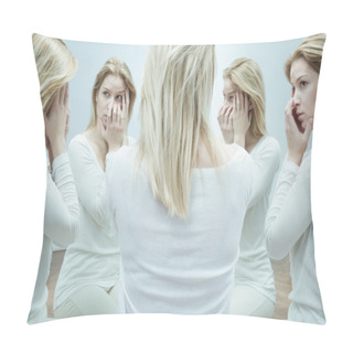 Personality  Woman With Mental Disoreder Pillow Covers