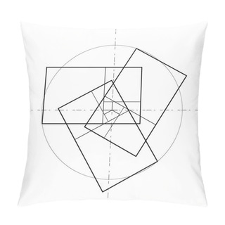 Personality  Minimalistic Style Design. Golden Ratio. Geometric Shapes. Circles In Golden Proportion. Futuristic Design. Logo. Vector Icon. Abstract Vector Background Pillow Covers