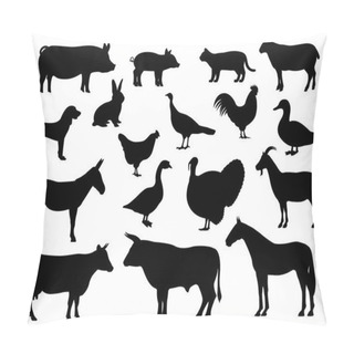 Personality  Set Of Silhouettes Of Domestic Farm Animals Pillow Covers