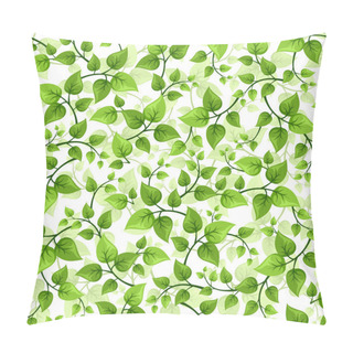 Personality  Seamless Background With Green Leaves. Vector Illustration. Pillow Covers