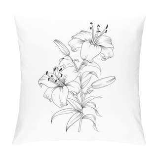 Personality  Blooming Lily Flower. Pillow Covers