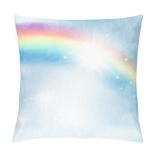 Personality  Abstract Background Of Rays On A Blue Sky With A Rainbow Pillow Covers