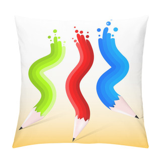 Personality  Green, Red, Blue Pencils Pillow Covers