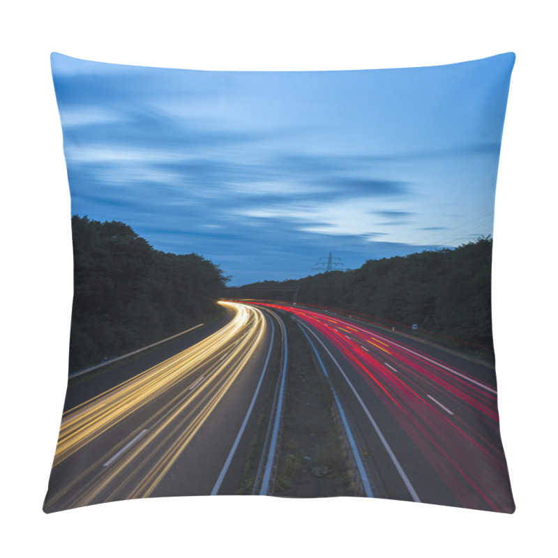 Personality  Long Time Exposure Freeway Cruising Car Light Trails Streaks Of Light Highway Electricity Pylon Sky Pillow Covers