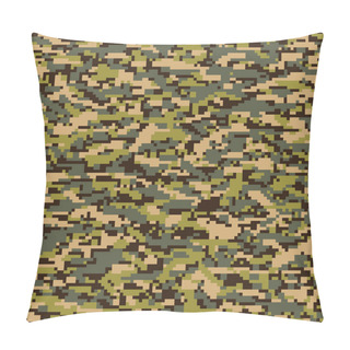 Personality  Seamless Digital Pixel Classic Camouflage Pattern. Camo Fishing Hunting Vector Background. Masking Green Brown Beige Color Military Texture Wallpaper. Army Design For Fabric Paper Vinyl Print Pillow Covers