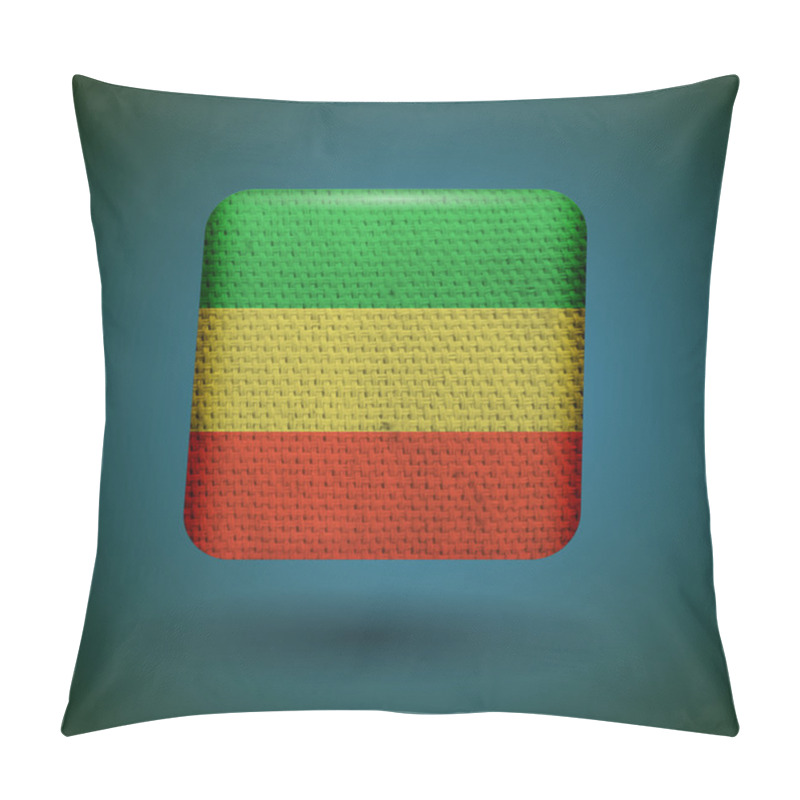 Personality  Rastafarian Reggae Flag With Fabric Texture. Vector Icon. Pillow Covers