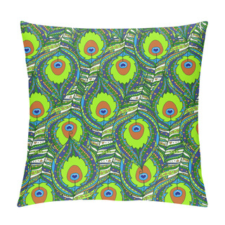 Personality  Seamless Pattern With  Peacock Feathers Pillow Covers