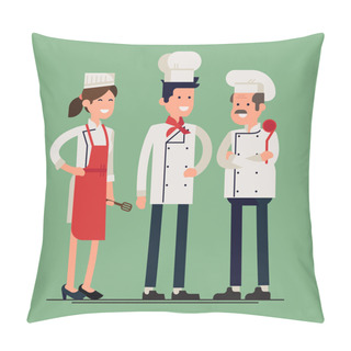 Personality  Restaurant Chef Kook With Assistants Pillow Covers