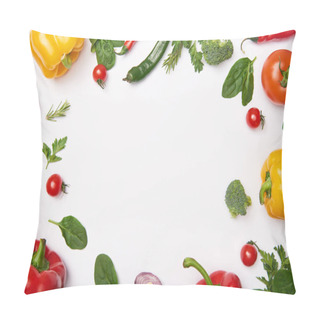 Personality  Flat Lay With Organic Vegetables On White Background Pillow Covers