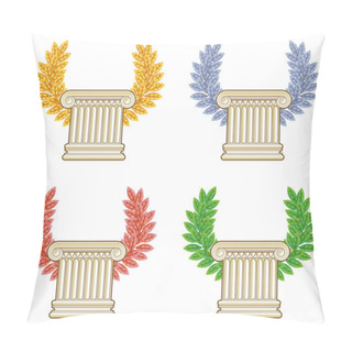 Personality  Gold, Silver, Bronze And Green Laurel Wreath With A Greek Column Pillow Covers