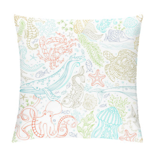 Personality    Seamless Pattern Of Wild Ocean Life. Pillow Covers