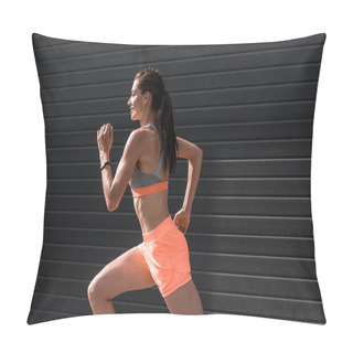 Personality  Young Athletic Woman Jogging In Sportswear  Pillow Covers