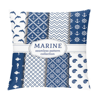 Personality  Sea And Nautical Seamless Patterns Set.  Pillow Covers
