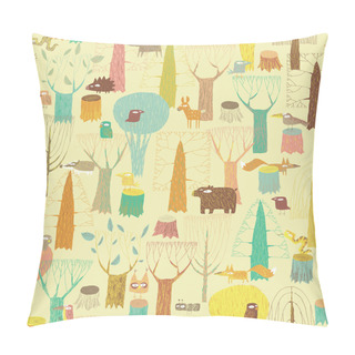 Personality  Grunge Woodland Animals Seamless Pattern Pillow Covers