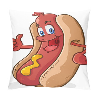Personality  Hot Dog Character Giving Thumbs Up Pillow Covers